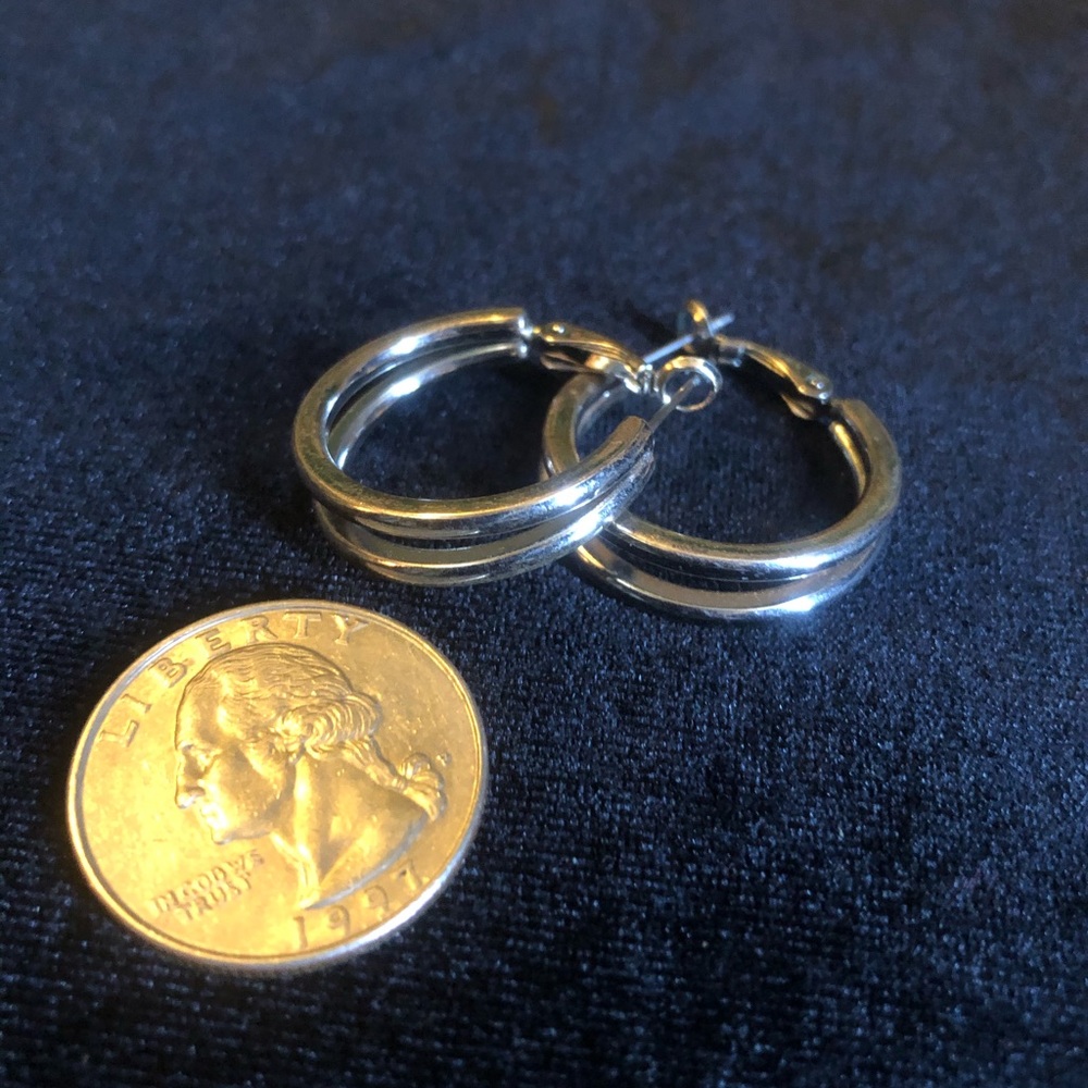 Silver Split Hoops - image 1